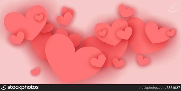 Happy Valentine day celebration card template. Paper cut 3d cute hearts background vector illustration design. Happy Valentine day celebration card template. Paper cut 3d cute hearts background vector illustration