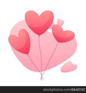 Happy Valentine Day greeting card. Background with heart balloons.. Happy Valentine Day greeting card.