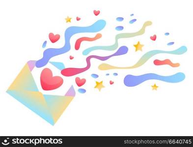 Happy Valentine Day greeting card. Background with letter in envelope.. Happy Valentine Day greeting card.
