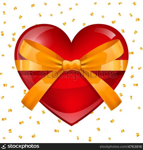 Happy Valentine day greeting card. Red heart tied with ribbon. Happy Valentine day greeting card. Red heart tied with ribbon.