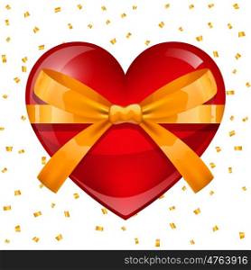 Happy Valentine day greeting card. Red heart tied with ribbon. Happy Valentine day greeting card. Red heart tied with ribbon.