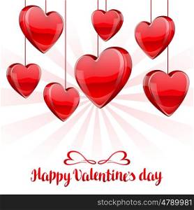 Happy Valentine day greeting card with red realistic hearts. Happy Valentine day greeting card with red realistic hearts.