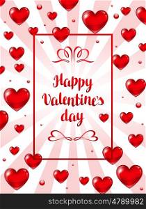 Happy Valentine day greeting card with red realistic hearts. Happy Valentine day greeting card with red realistic hearts.