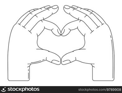 Happy Valentine Day illustration of hands heart gesture. Holiday romantic image and love symbol.. Happy Valentine Day illustration of hands heart gesture. Holiday romantic love symbol.
