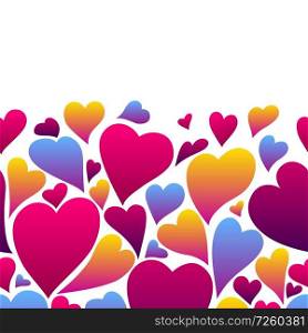 Happy Valentine Day seamless pattern. Colored hearts shape. Love romantic background. weeding design.. Happy Valentine Day seamless pattern.