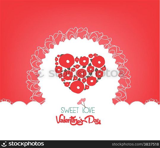 happy valentine day with flower heart