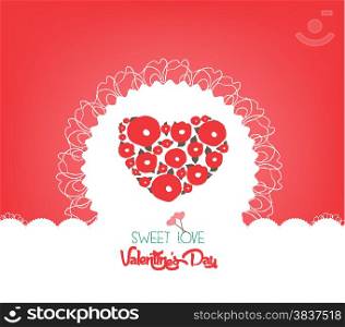 happy valentine day with flower heart
