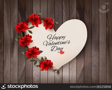 Happy Valentine&rsquo;s Day background Retro greeting card with red roses. Vector illustration.
