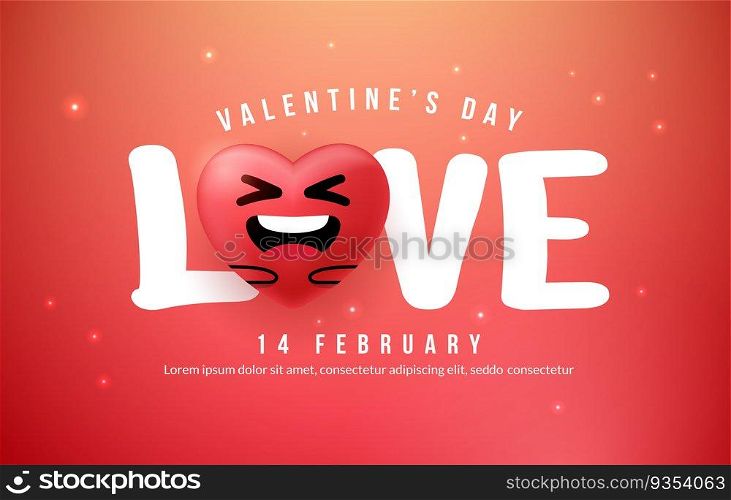 Happy valentine&rsquo;s day background with lovely smiling heart