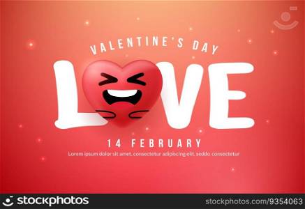 Happy valentine&rsquo;s day background with lovely smiling heart