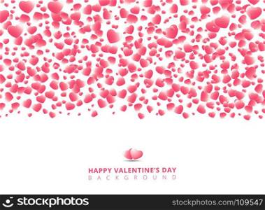 Happy Valentine's day card with hearts pink on white background copy space. vector illustration