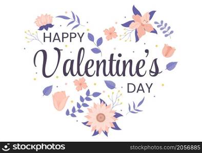 Happy Valentine&rsquo;s Day Flat Design Illustration Which is Commemorated on February 17 with Teddy Bear, Chocolate and Gift for Love Greeting Card