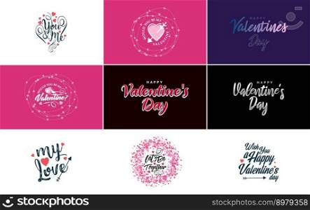 Happy Valentine&rsquo;s Day greeting card template with a cute animal theme and a pink color scheme
