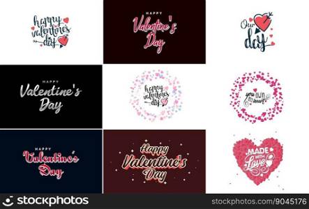Happy Valentine&rsquo;s Day greeting card template with a cute animal theme and a pink color scheme