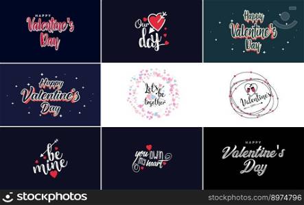 Happy Valentine&rsquo;s Day greeting card template with a floral theme and a pink color scheme