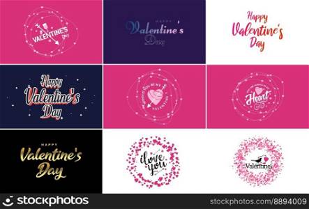 Happy Valentine&rsquo;s Day greeting card template with a romantic theme and a red color scheme