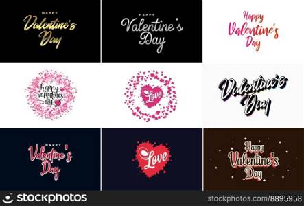 Happy Valentine&rsquo;s Day hand lettering calligraphy text and heart. isolated on white background vector illustration