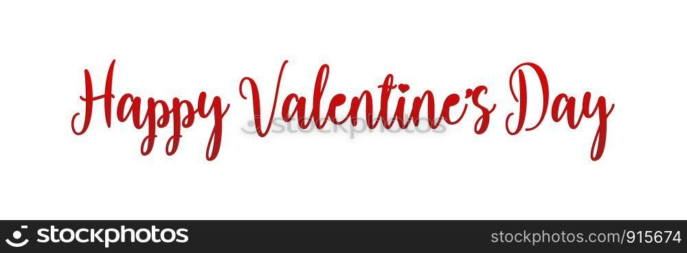 Happy Valentine's Day holiday lettering design. Red Valentines text with heart script calligraphy font. Illustration vector.
