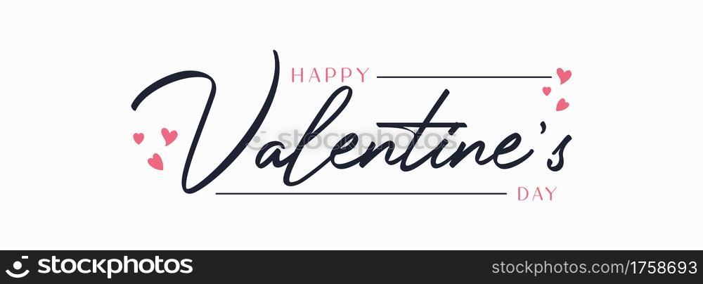 Happy Valentine&rsquo;s Day Lettering Calligraphy with Black Text Color, isolated on White Background. Vector Graphic Illustration for Greeting Cards, Web, Presentation. Graphic Design Element.