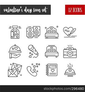 Happy Valentine's Day Outline 12 icon set