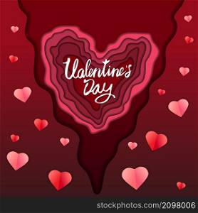 Happy Valentine&rsquo;s day paper cut craft design banner, red pink hearts and clouds. Background template for greeting card, invitation, vector illustration isolated. Happy Valentine&rsquo;s day paper cut craft design banner, red pink hearts and clouds. Background template for greeting card, invitation, vector