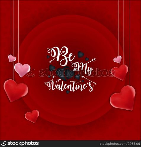 Happy Valentine's Day Red background. Vector Illustration