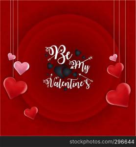 Happy Valentine's Day Red background. Vector Illustration