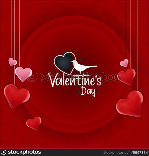 Happy Valentine&rsquo;s Day Red background. Vector Illustration