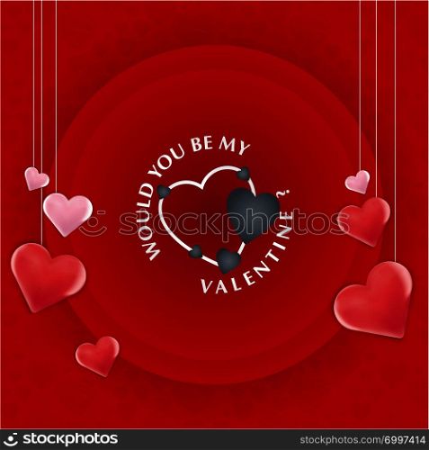 Happy Valentine&rsquo;s Day Red background. Vector Illustration