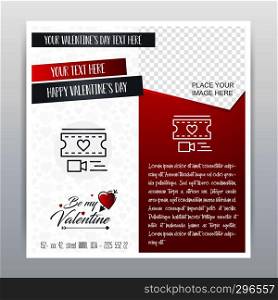 Happy Valentine's Day Red Icon Vertical Banner Red background. Vector illustration