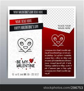 Happy Valentine's Day Red Icon Vertical Banner Red background. Vector illustration