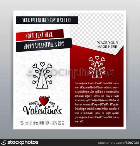 Happy Valentine&rsquo;s Day Red Icon Vertical Banner Red background. Vector illustration
