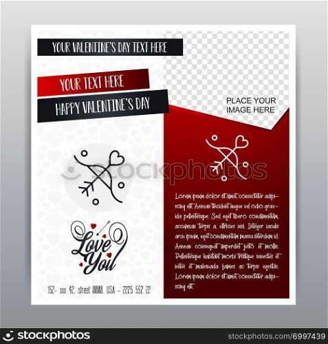 Happy Valentine&rsquo;s Day Red Icon Vertical Banner Red background. Vector illustration