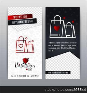 Happy Valentine's Day Red Icon Vertical Banner. Vector illustration