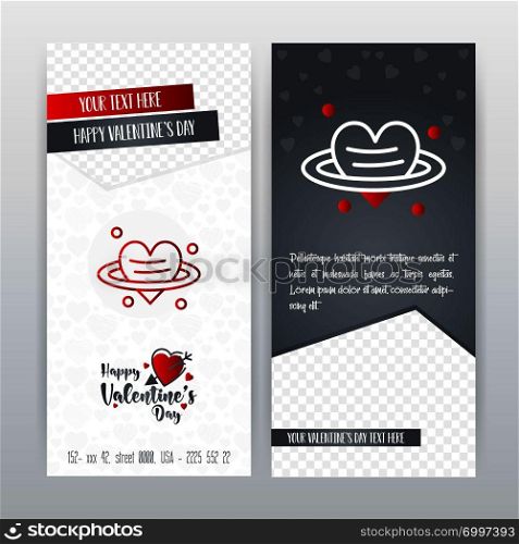 Happy Valentine&rsquo;s Day Red Icon Vertical Banner. Vector illustration