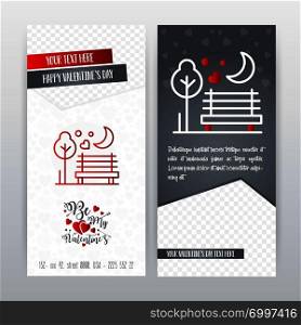 Happy Valentine&rsquo;s Day Red Icon Vertical Banner. Vector illustration