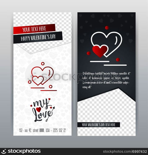 Happy Valentine&rsquo;s Day Red Icon Vertical Banner. Vector illustration