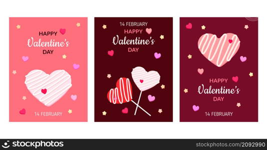 Happy Valentine&rsquo;s Day set of card. Vector illustration for poster, card, banner on valentine day.