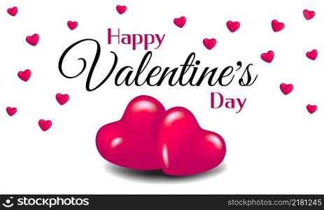 Happy Valentine&rsquo;s Day text with 3d heart icon