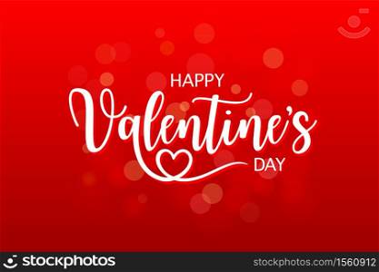 Happy Valentine&rsquo;s day typography design on red gradient background. illustration for poster, postcard invitation, banner template.