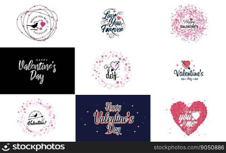 Happy Valentine&rsquo;s Day typography design with a heart-shaped balloon and a gradient color scheme
