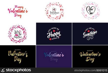 Happy Valentine&rsquo;s Day typography poster with handwritten calligraphy text. isolated on white background vector illustration