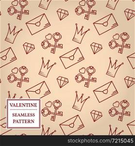 Happy valentine&rsquo;s day. Valentine seamless pattern. Vector Illustration. Thin line. Modern minimalistic design.