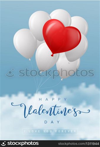 Happy Valentine's Day festive background. Vector illustration with realistic red and white. Wallpaper, flyers, invitation, posters, brochure, banners.