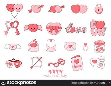 Happy Valentine’s Day Flled clipart, Love element, Vector illustration on white background.