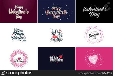 Happy Valentine’s Day greeting background in papercut realistic style paper clouds. flying realistic heart on a string  pink banner party invitation template with calligraphy words text sign on copy space