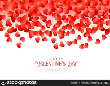 happy valentine’s day greeting card design with falling red hearts
