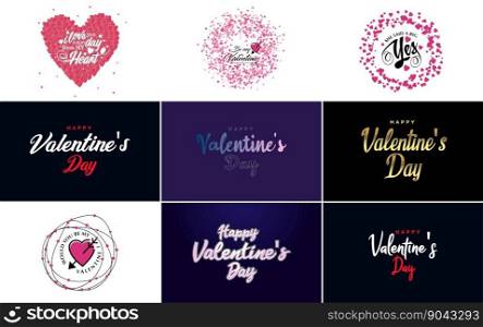 Happy Valentine’s Day greeting card template with a cute animal theme and a pink color scheme