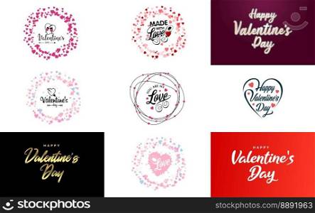 Happy Valentine’s Day greeting card template with a floral theme and a pink color scheme