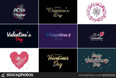 Happy Valentine’s Day greeting card template with a floral theme and a pink color scheme